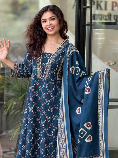 Printed 3 Piece cotton Suit Set