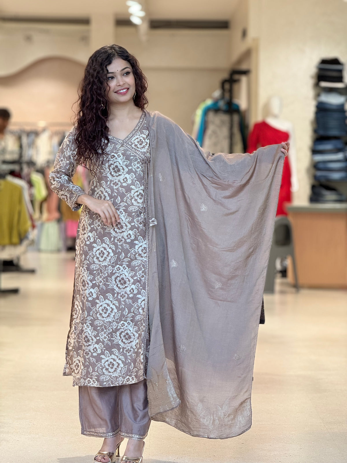 grey 3 piece partywear suit set
