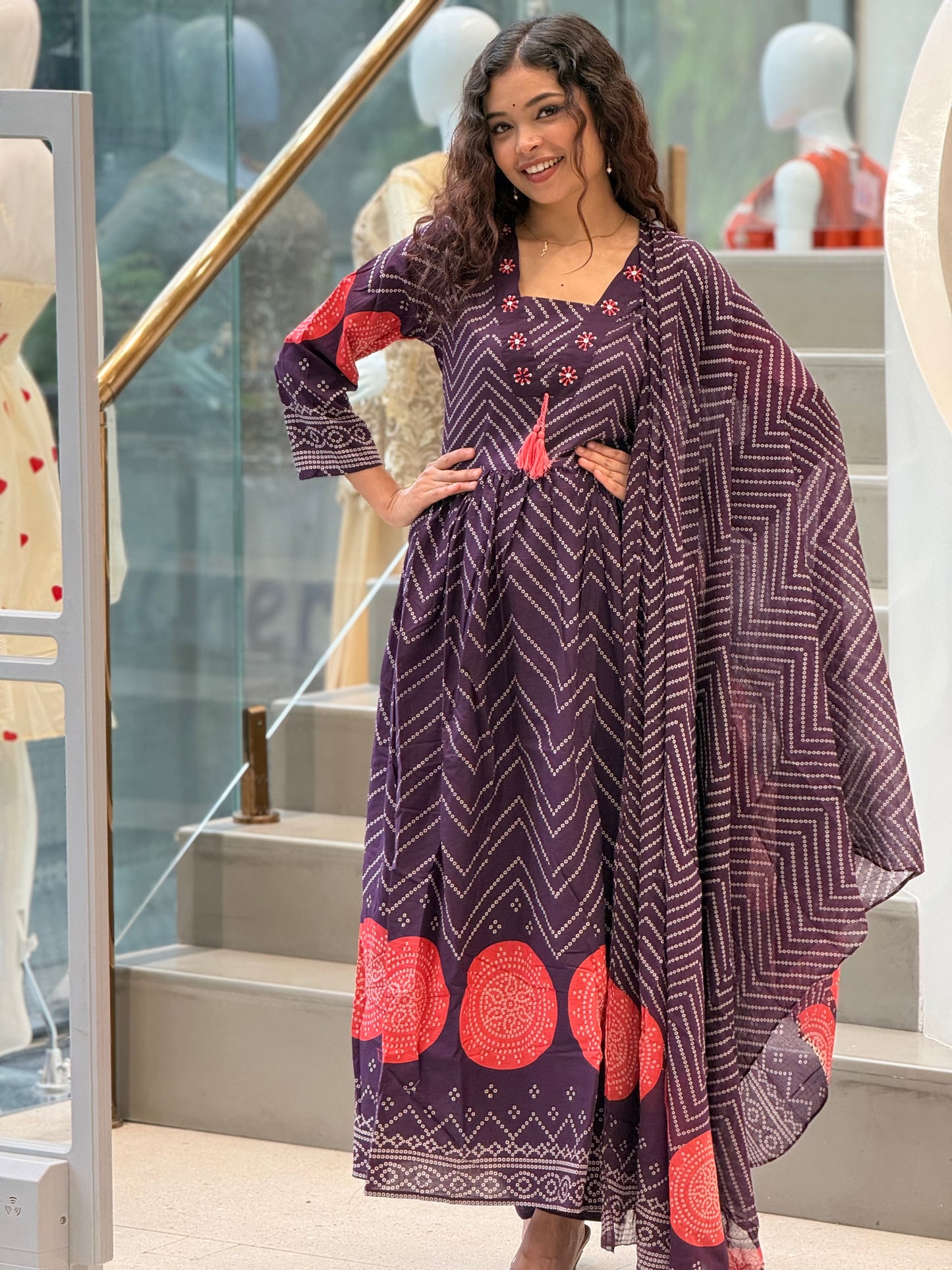 Bandhani print 3 piece suit set
