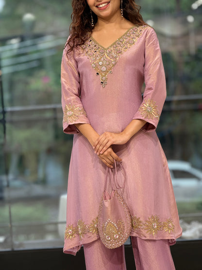 Handwork  Kurta Palazzo Set with Potli