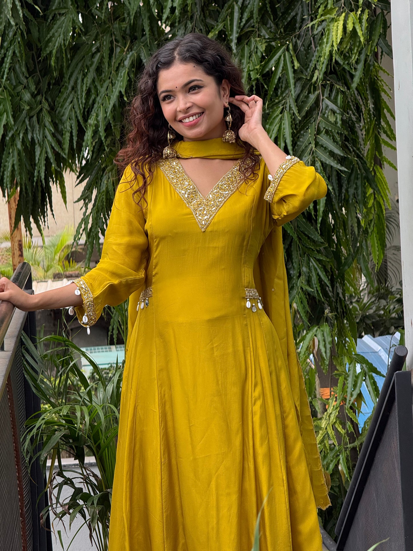 Neckwork Anarkali 3 piece suit set