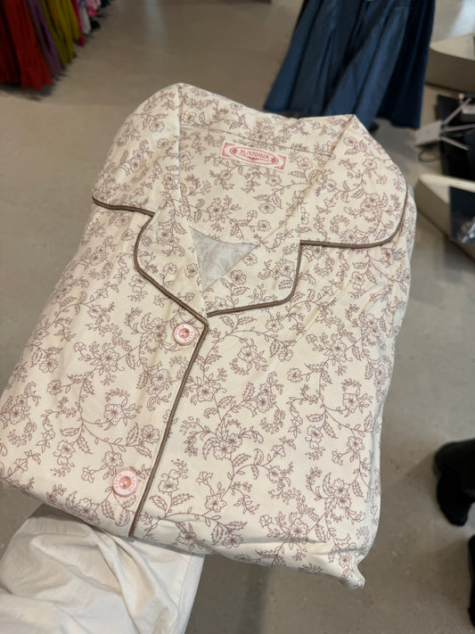 floral print 2 piece full sleeves night dress