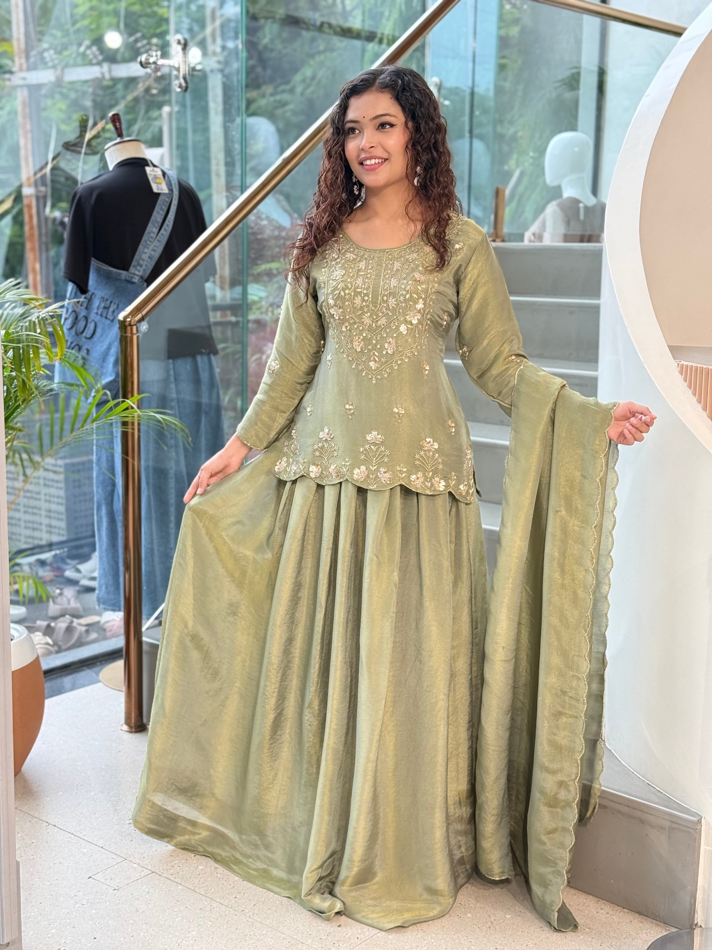 3 piece partywear suit with ghagra
