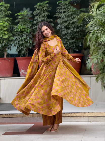 Anarkali pure cotton ghers suits set