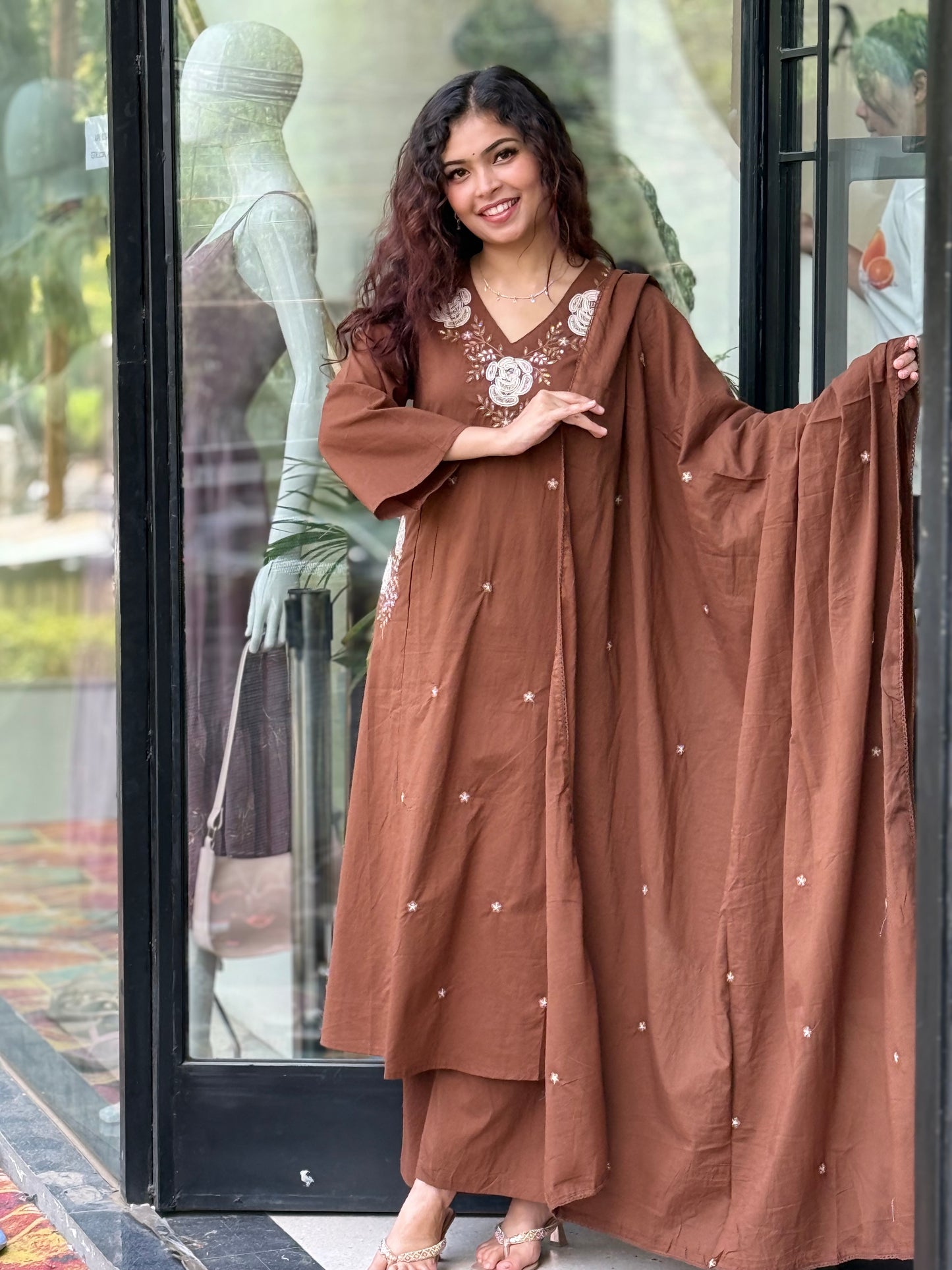 Embroidered Pure Cotton 3 Piece Suit