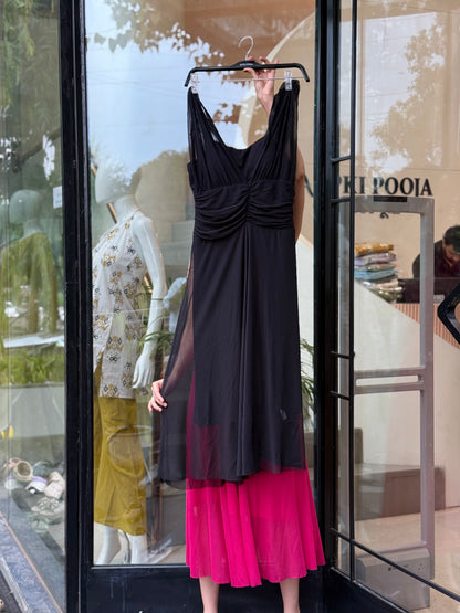 Ruched Mesh Midi Dress