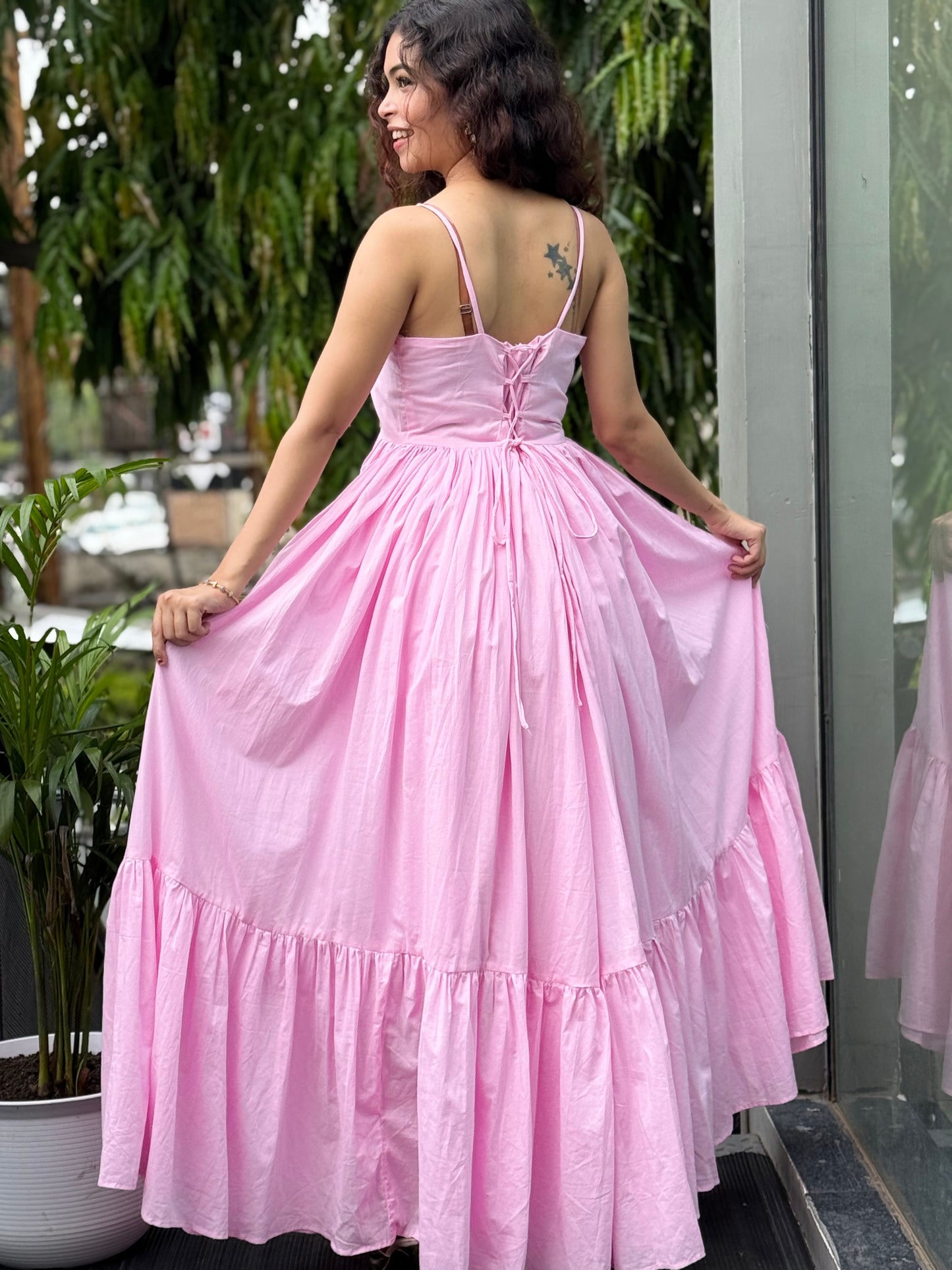 Dreamy Tiered extra flare Cotton Dress
