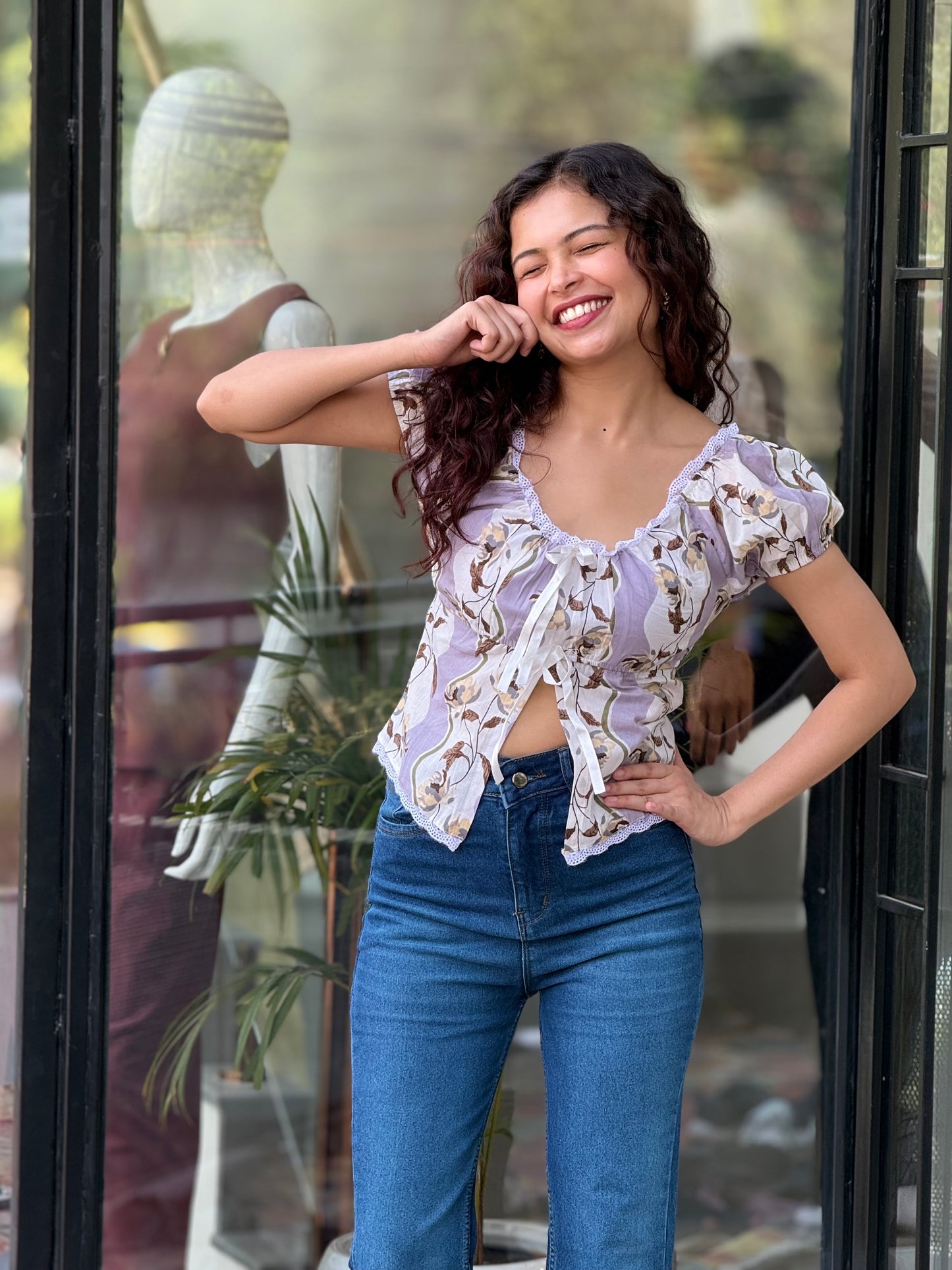 Floral Tie-Up Crop Top