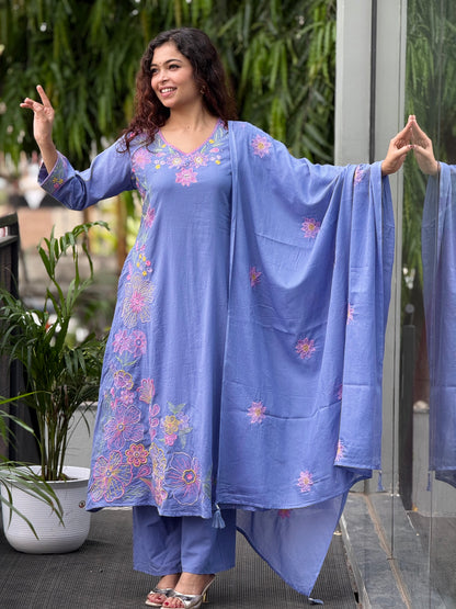 3 piece embroidered suit set