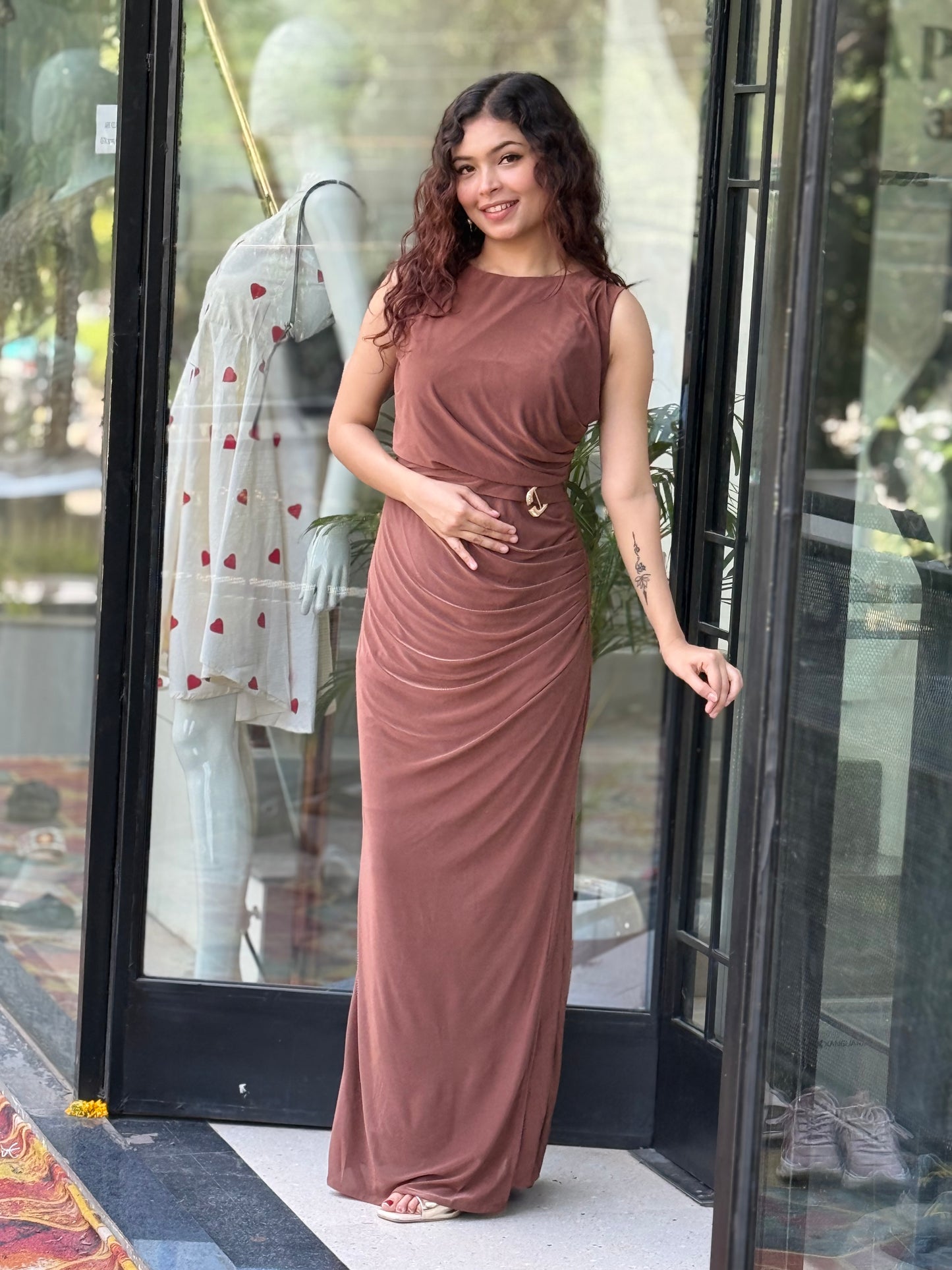 Ruched Bodycon Maxi Dress