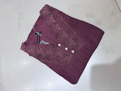 Elegant Lace Panel Cotton Top