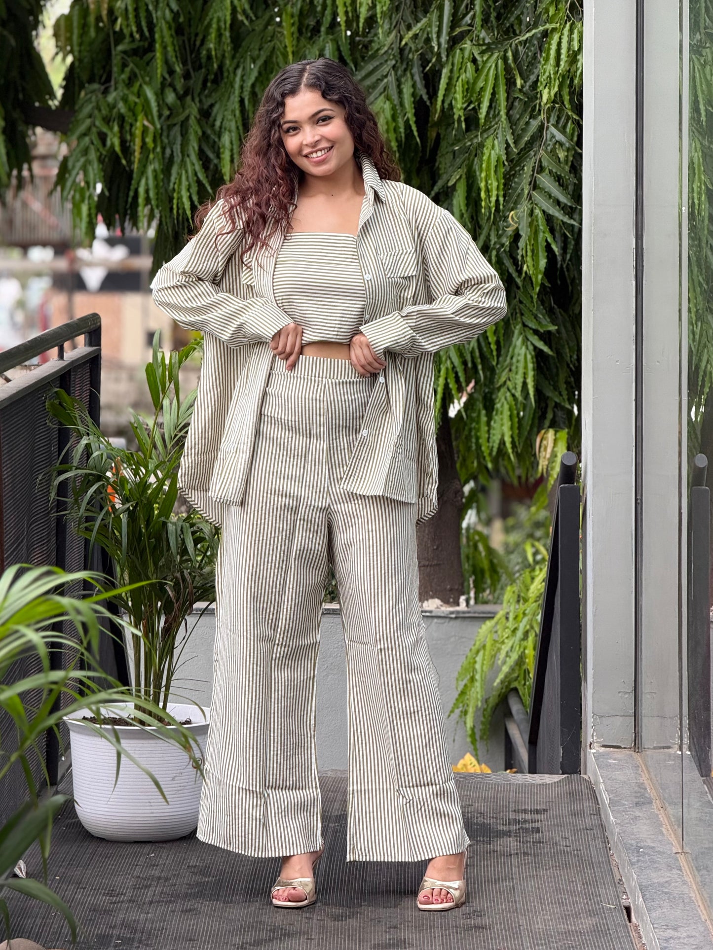 3 piece co-ord set with inner, oversized shirt and pant