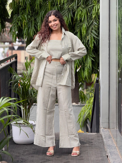 3 piece co-ord set with inner, oversized shirt and pant