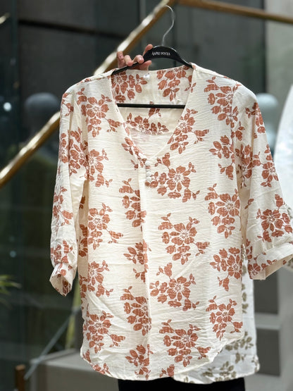 floral button detail top