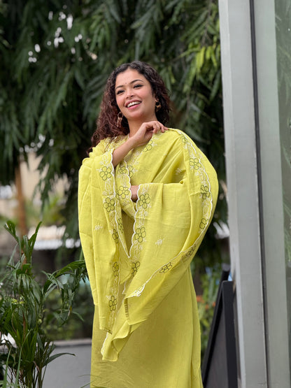 Embroidered pearl work 3 piece suit set