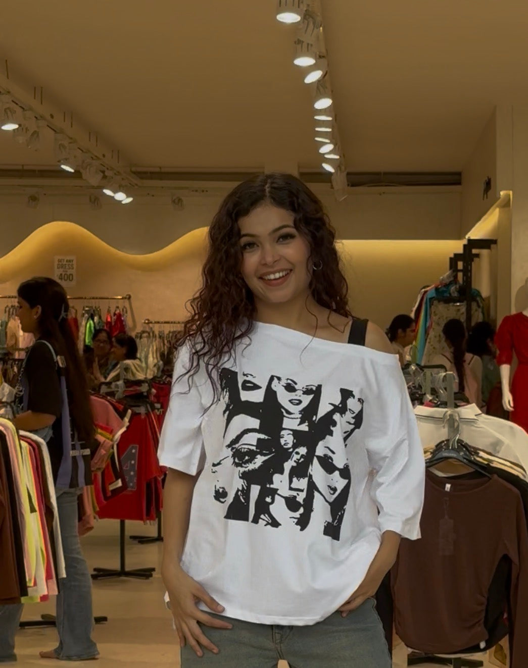 one side down shoulder everyday T-shirt