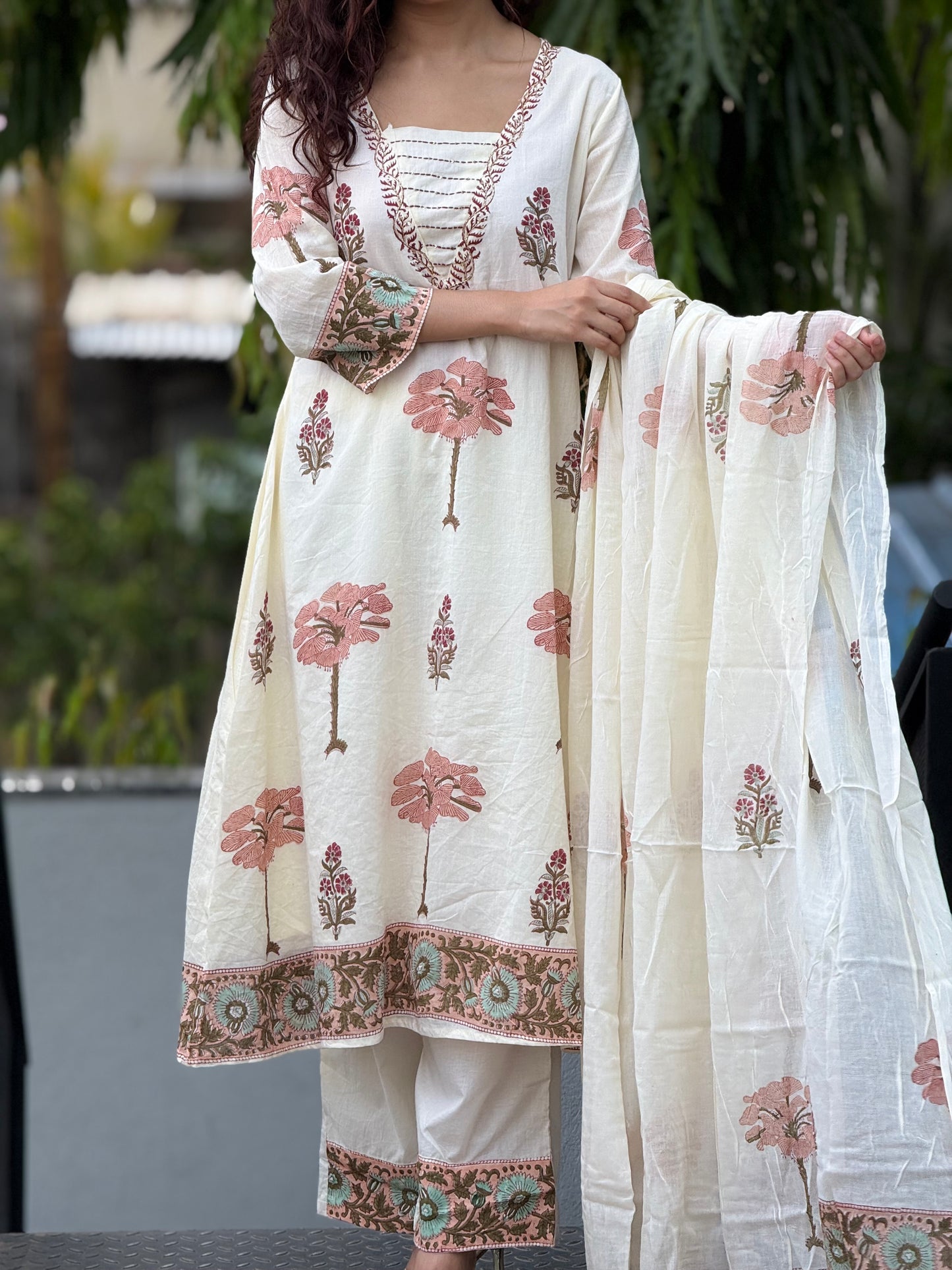 Ivory cotton suit set
