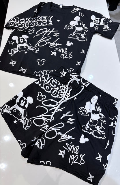 co-ord cute micky tshirt with shorts