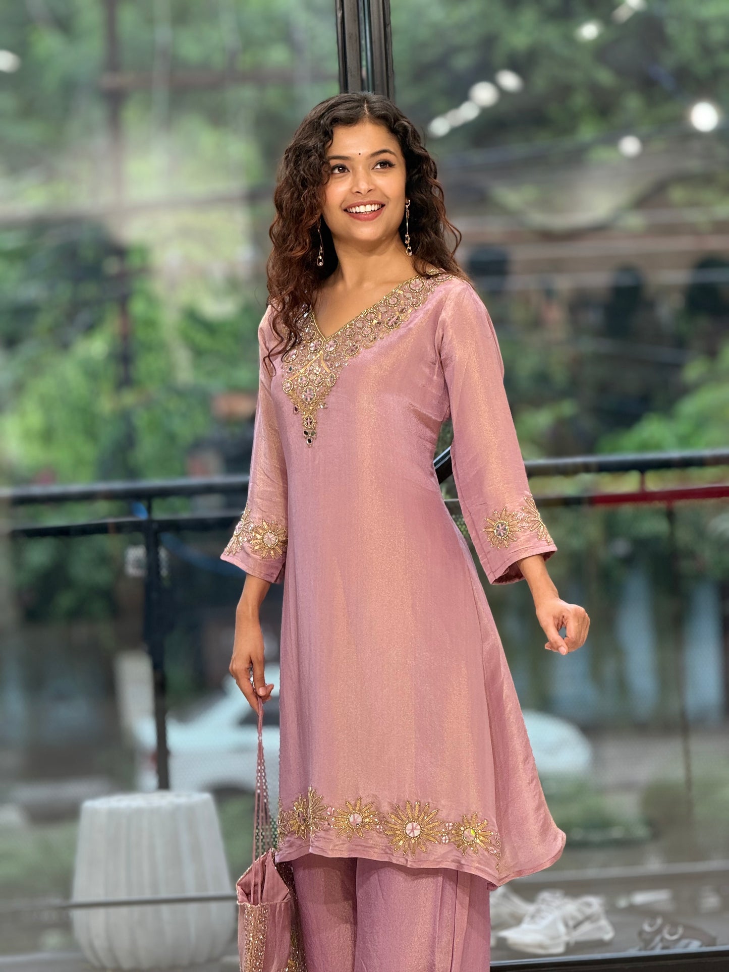 Handwork  Kurta Palazzo Set with Potli