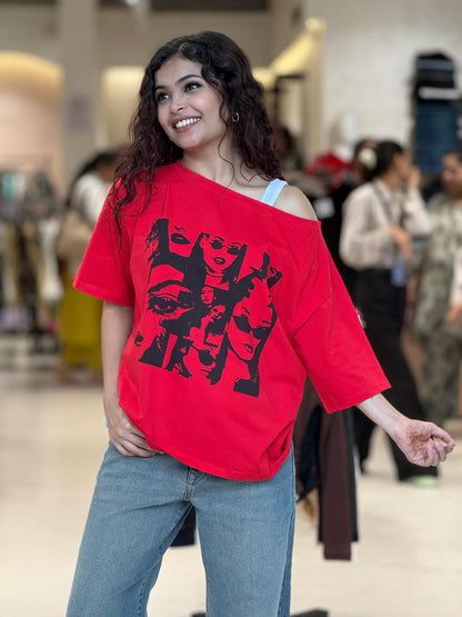 one side down shoulder everyday T-shirt
