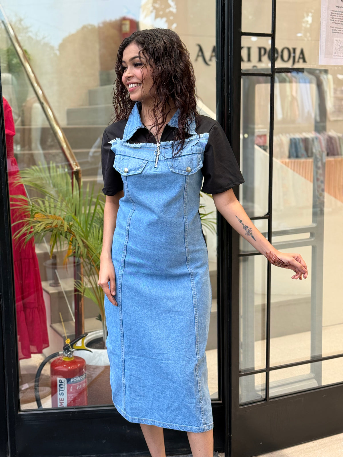 Denim one piece dress
