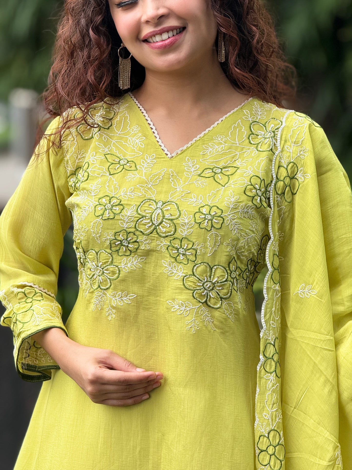 Embroidered pearl work 3 piece suit set