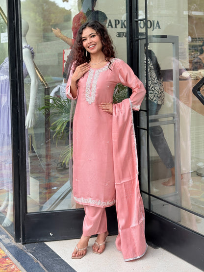 Hand work Kurta Pant Set with Dupatta