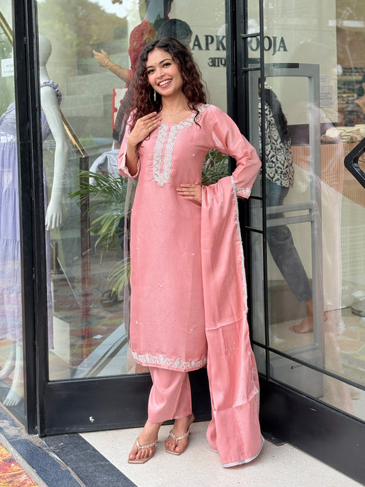 Hand work Kurta Pant Set with Dupatta