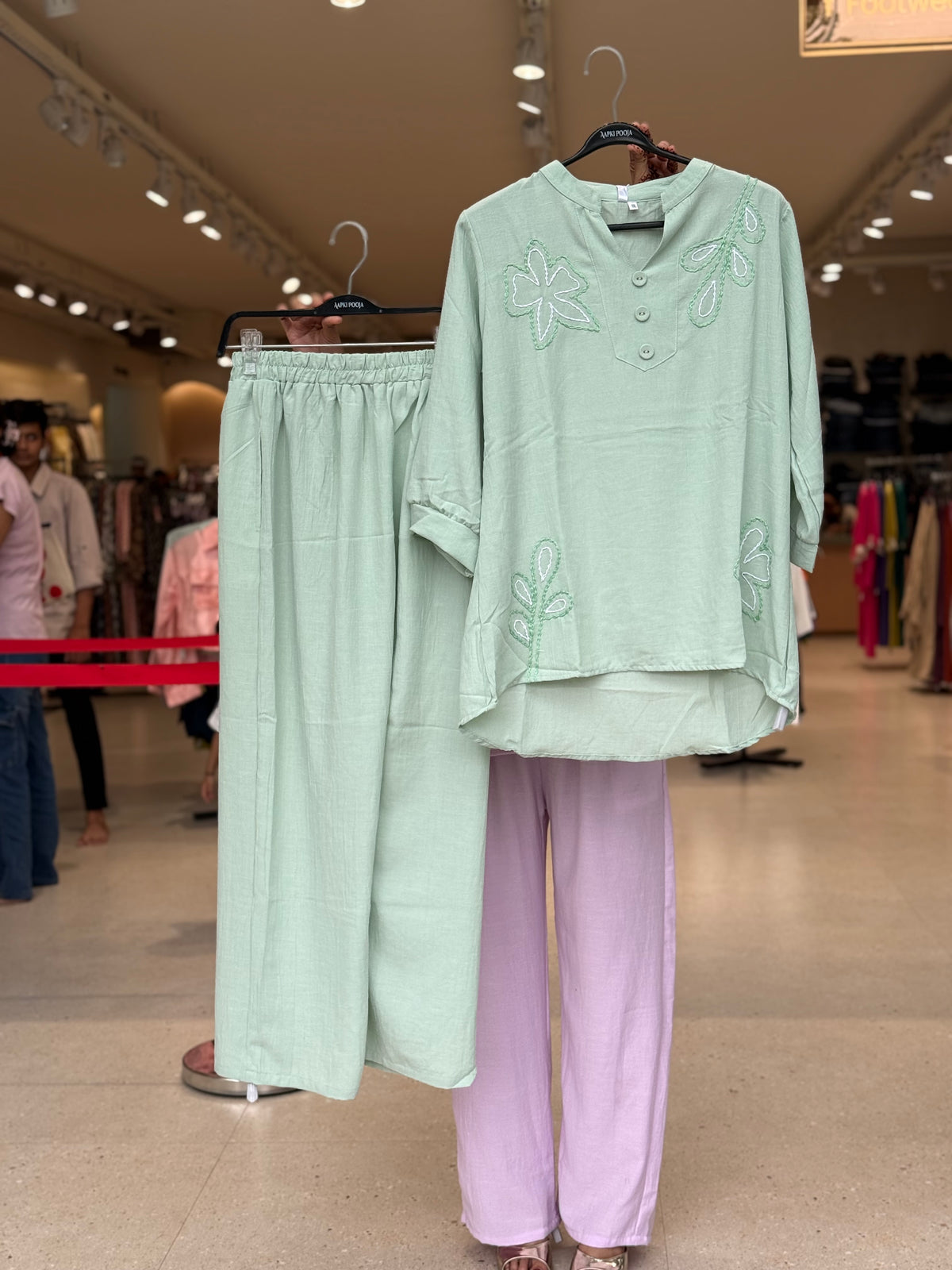 Embroidered plus size co-ord set