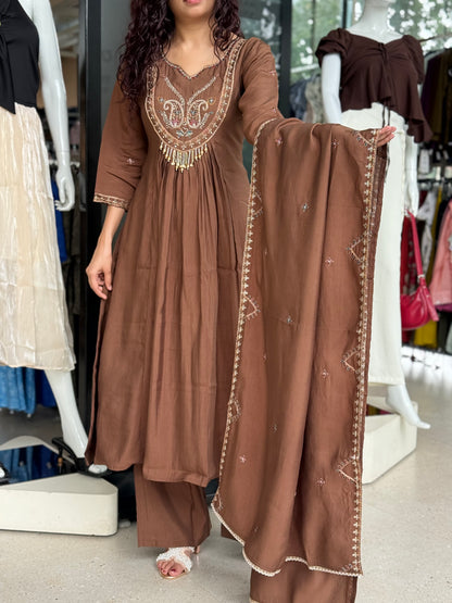 partywear neck stone work 3 piece suit set