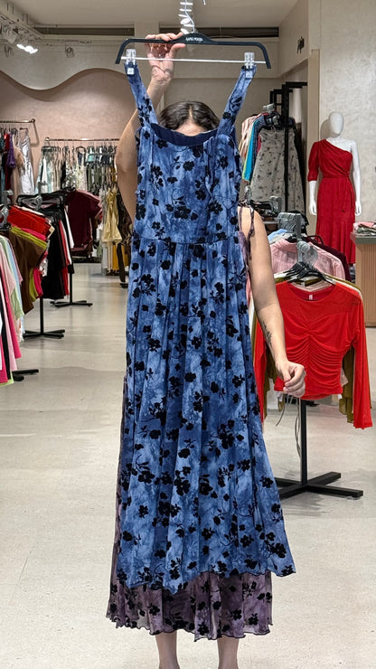 floral velvet one piece dress