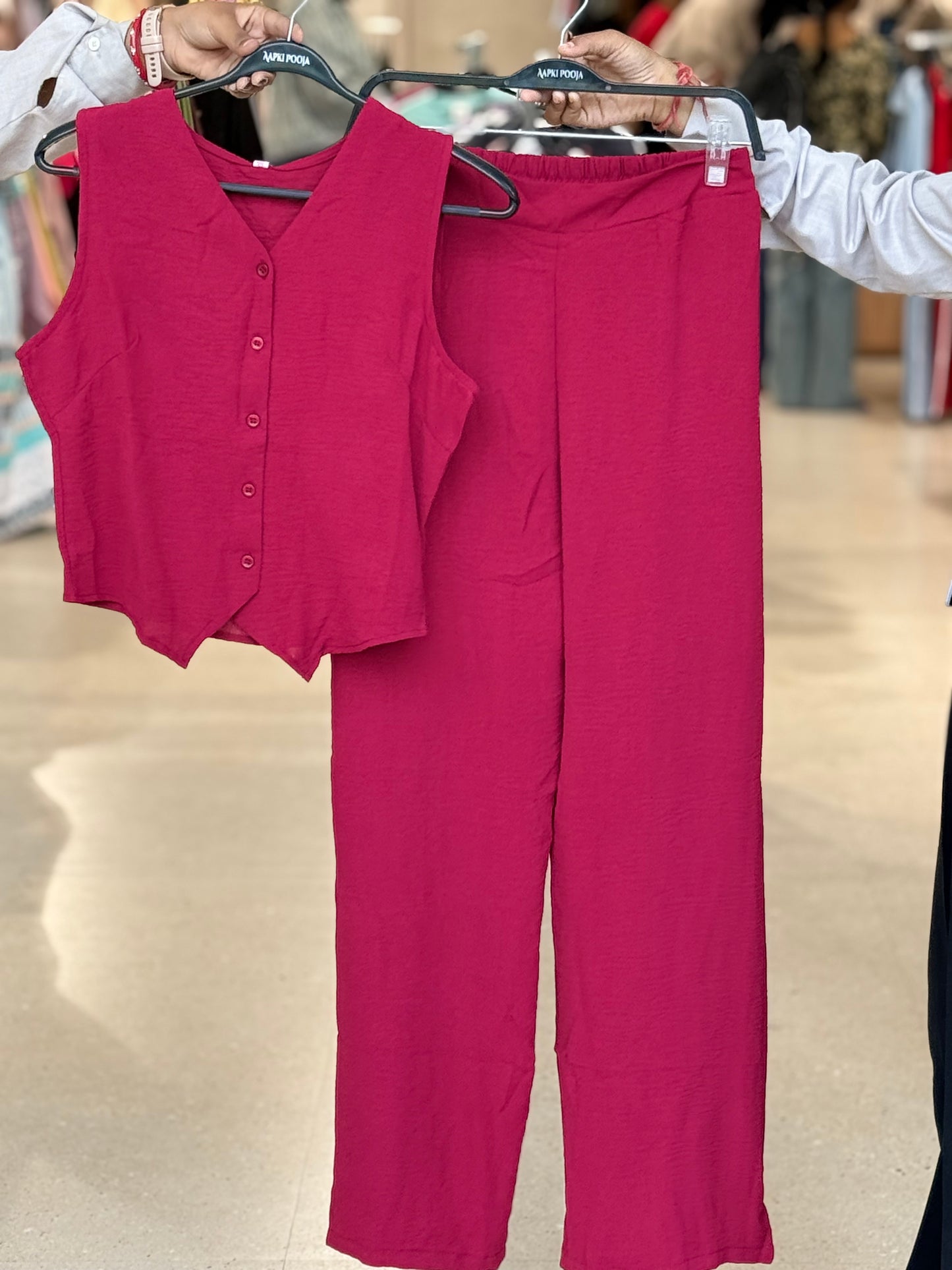 Waistcoat Top & Wide-Leg Trouser Co-Ord Set