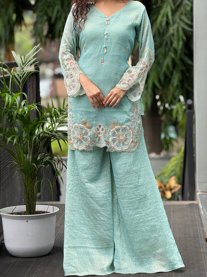 3 piece partywear kurta plaszo set
