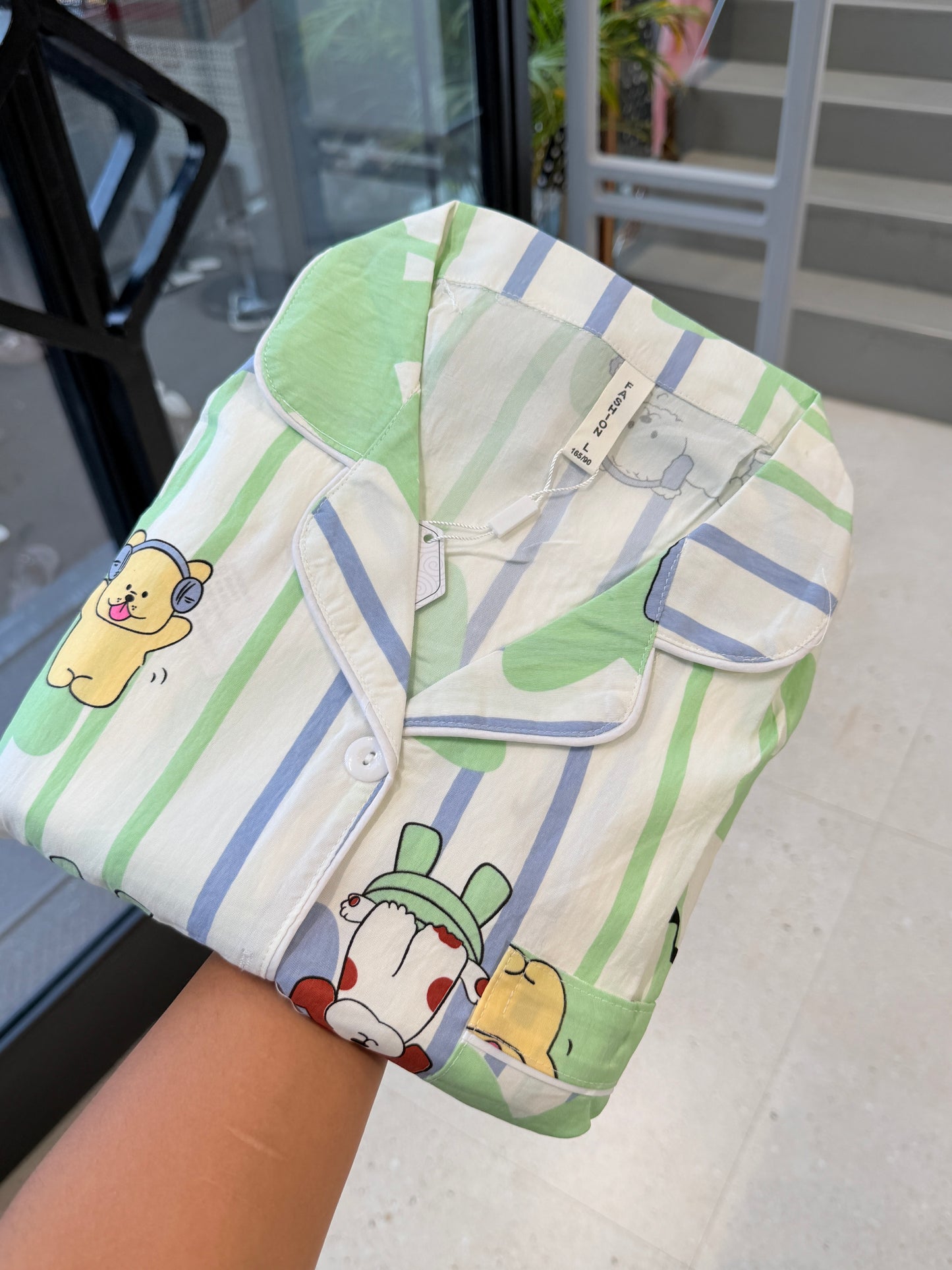 cartoon print 3 piece night dress