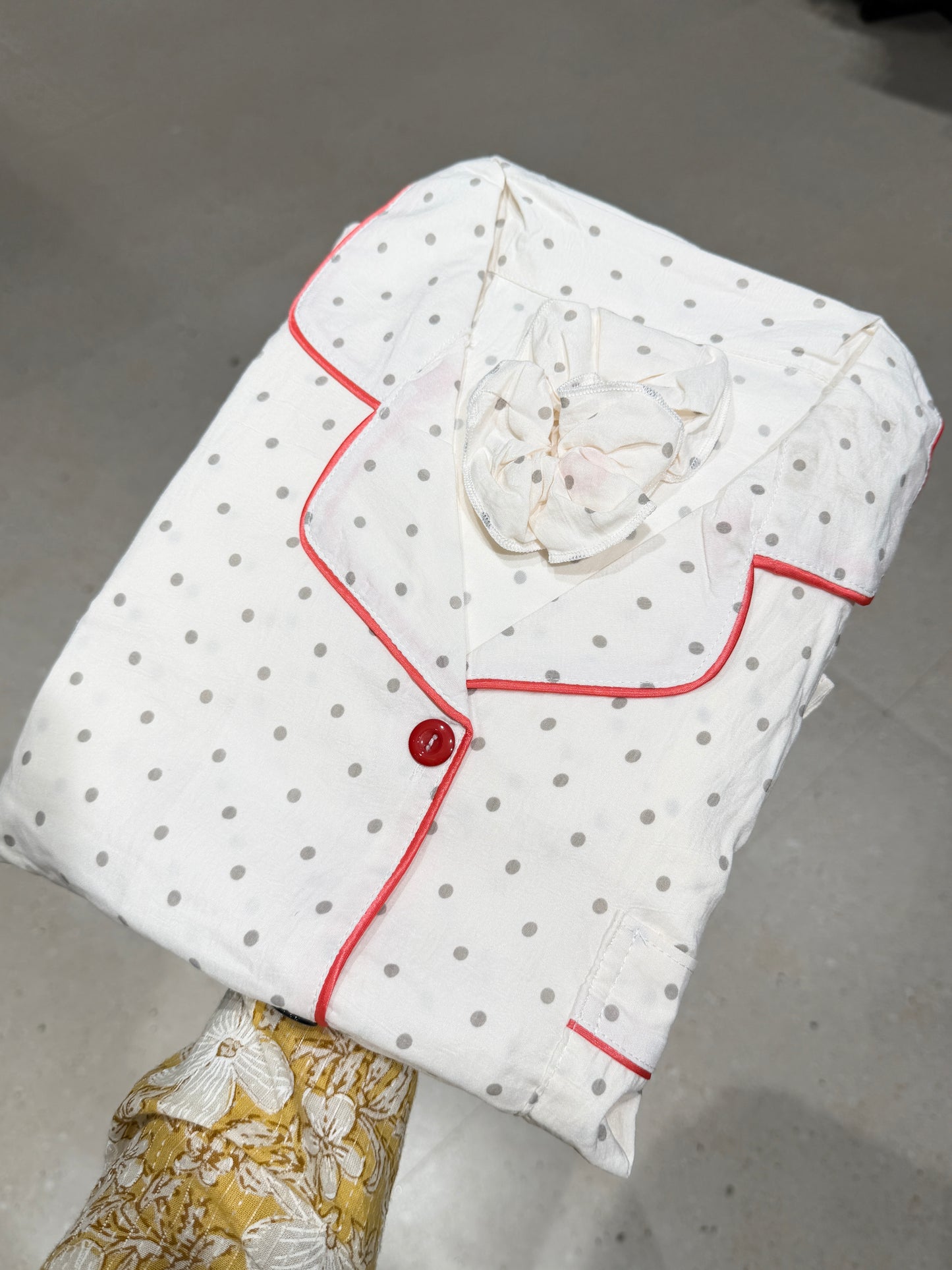 Polka Dot Cloud Cotton 4-Piece Night Suit Set