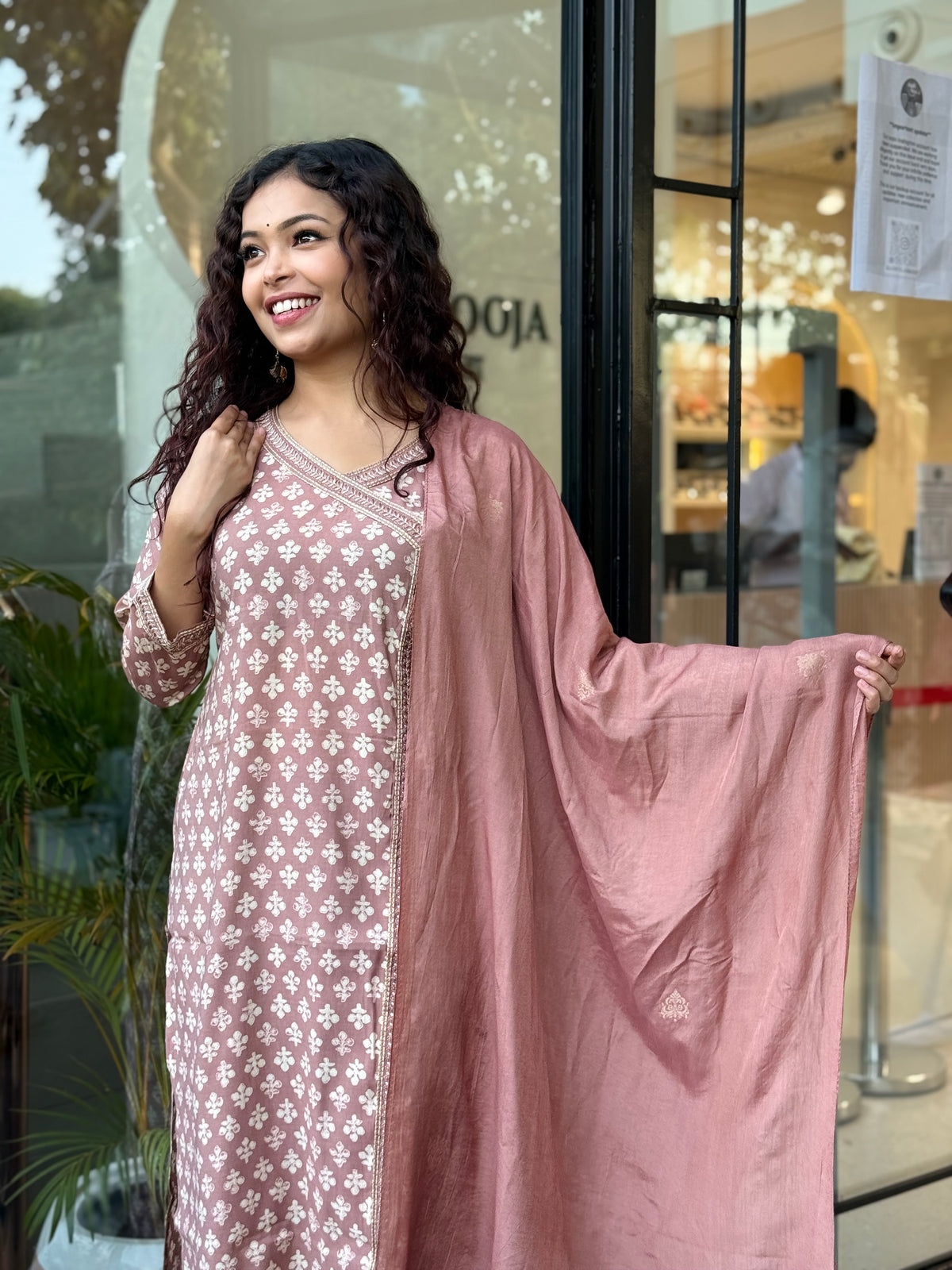 Angrakha pattern 2 piece suit set