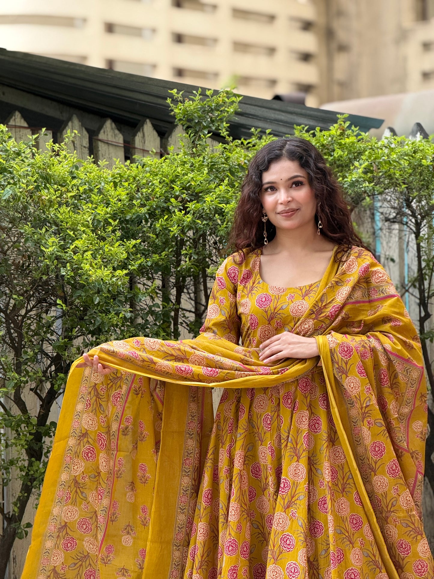 Anarkali pure cotton ghers suits set