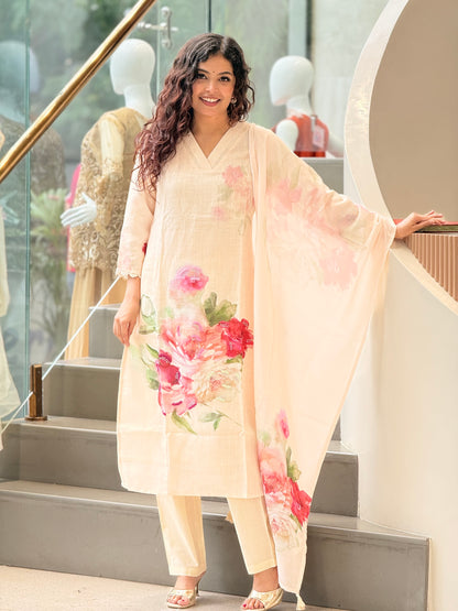 3 piece cotton floral suit set