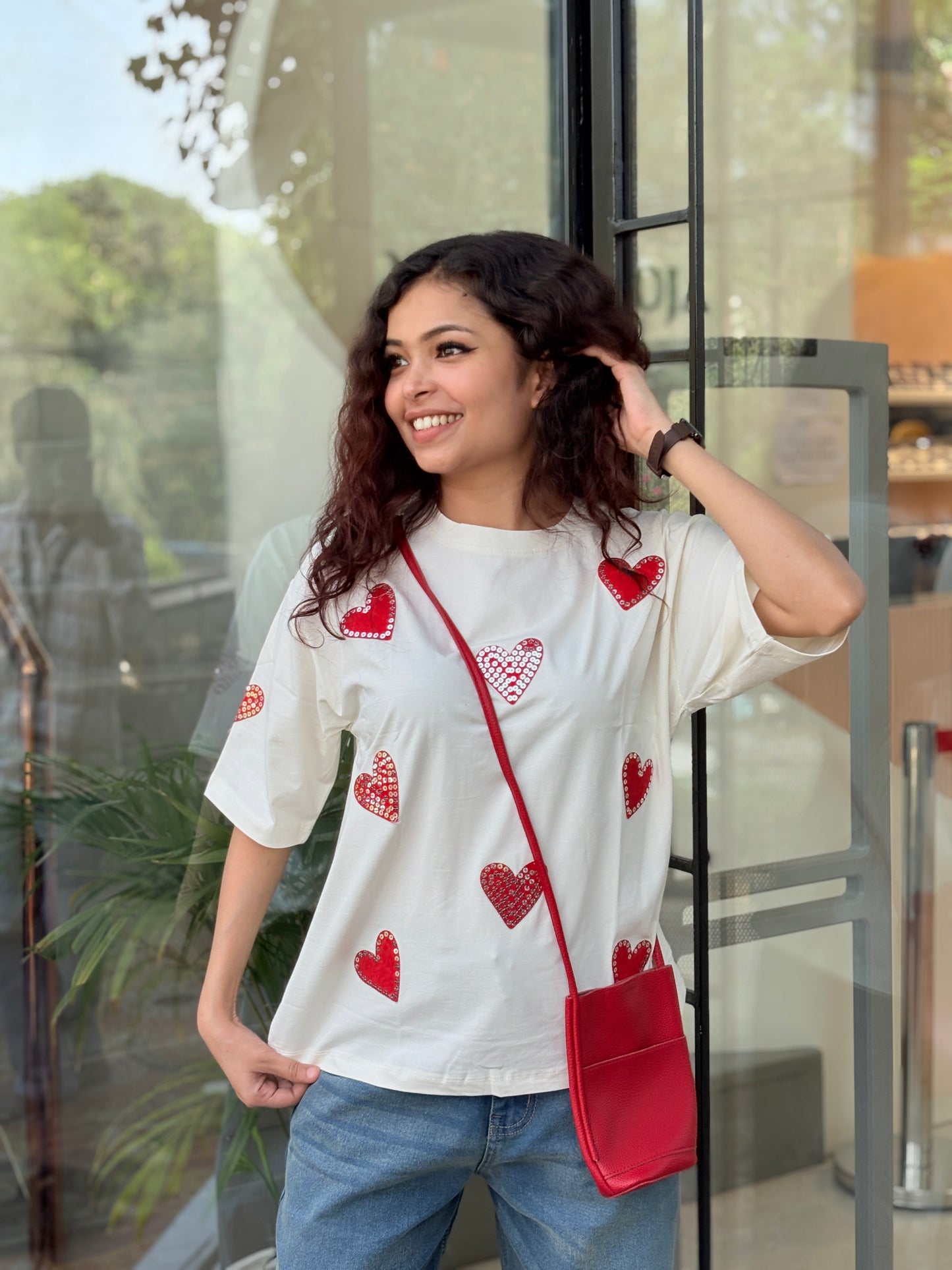 Sparkly Sequin Heart Casual Tee
