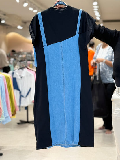 denim one piece inbuilt dungree dress