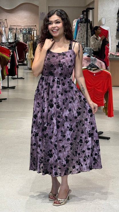 floral velvet one piece dress