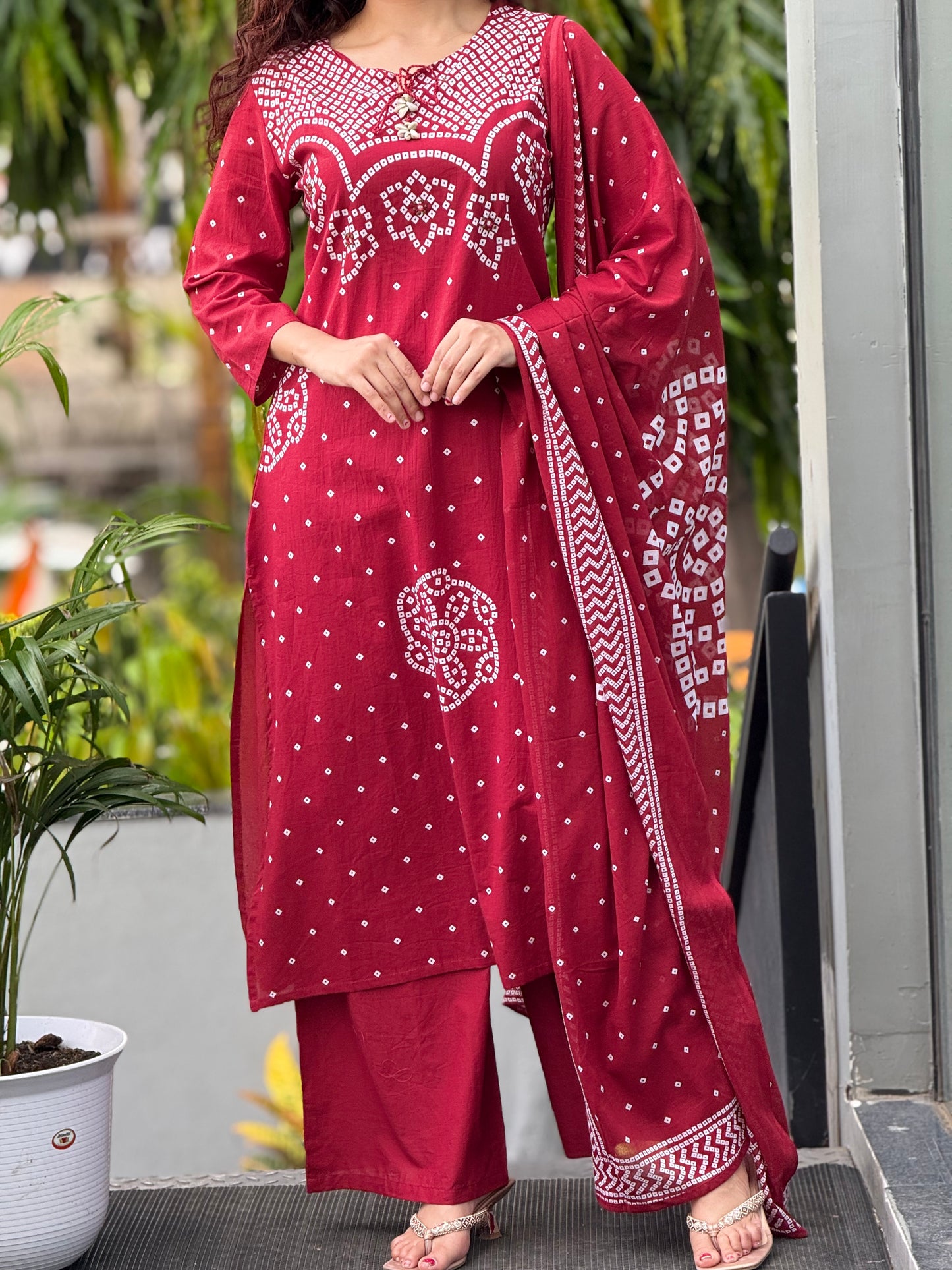 Bandhani print 3 piece suit set