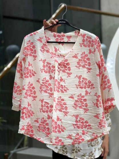 floral button detail top