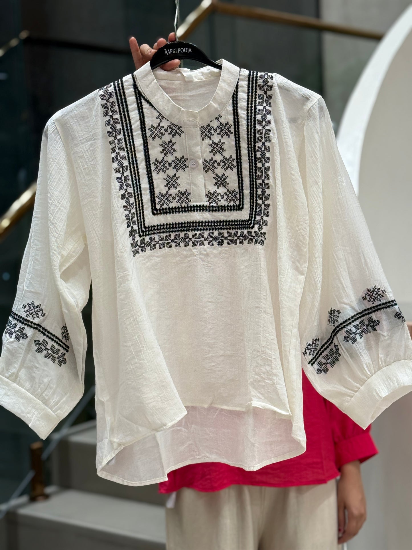 neck embroidered top