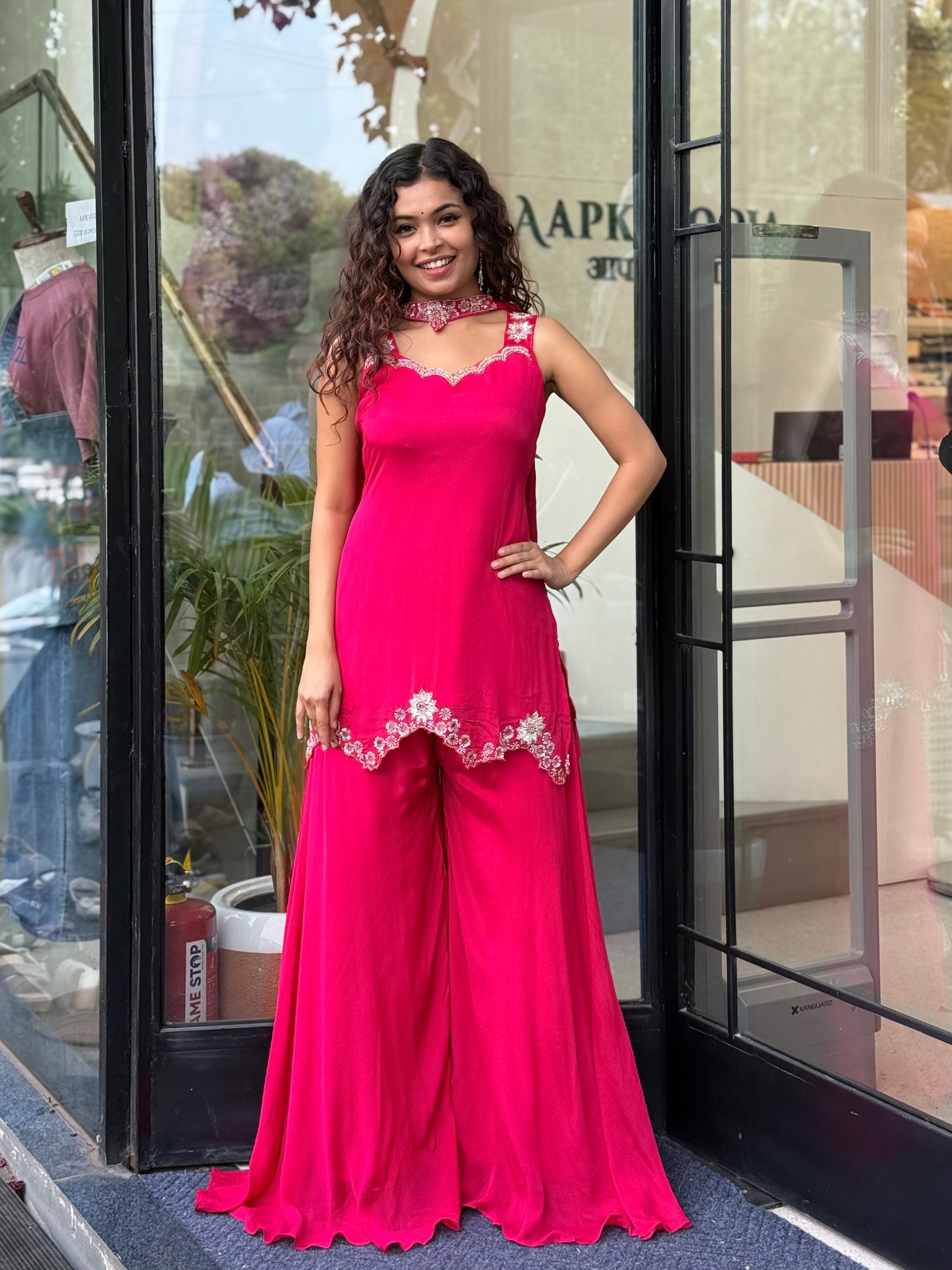 Partywear 3 piece plaazo suit set