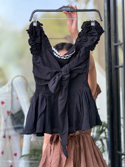 Ruffle Tie-Up Peplum Top