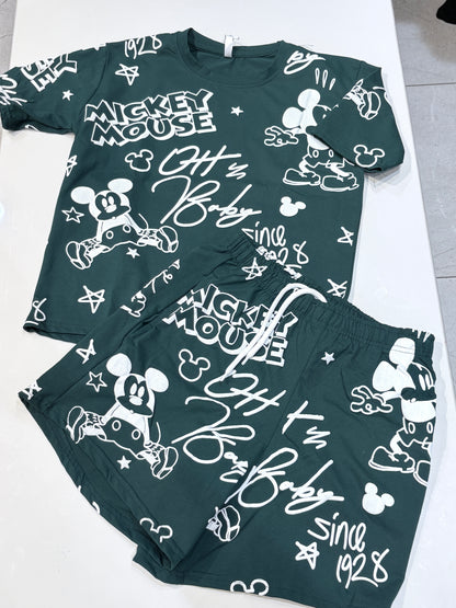 co-ord cute micky tshirt with shorts