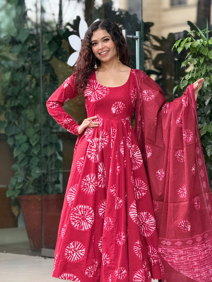 Anarkali ghera cotton suit set