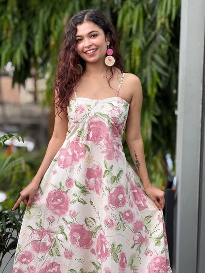 Blush Bloom Floral padded Maxi Dress