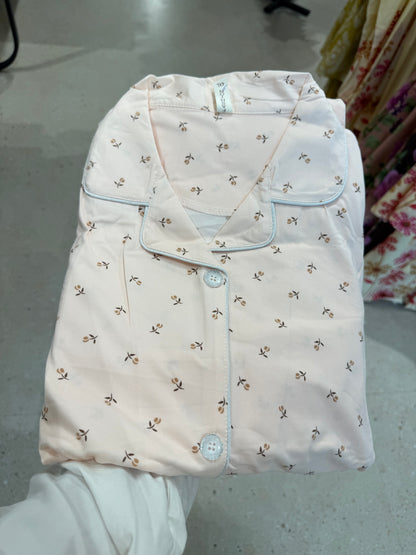 Tulip print 2 piece night dress